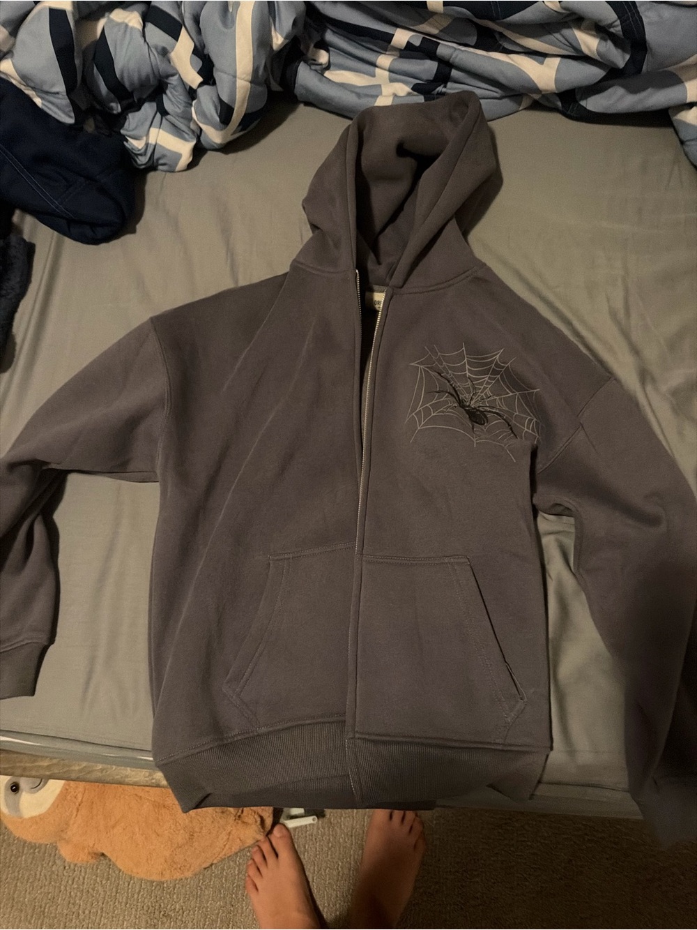 Designers Originals Gray Spider Web Zip Hoodie
